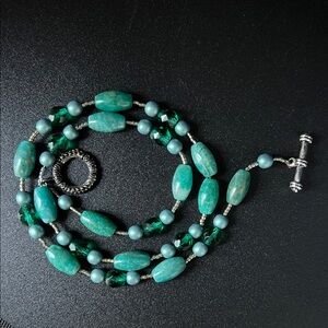 Vintage Southwestern Gemstone and Crystal Beaded 21” Necklace